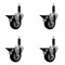 Service Caster 3.5'' Black Poly Swivel 1'' Expanding Stem Caster Set with Brake, 4PK SCC-EX20S3514-PPUB-BLK-PLB-1-4 - alternate 1